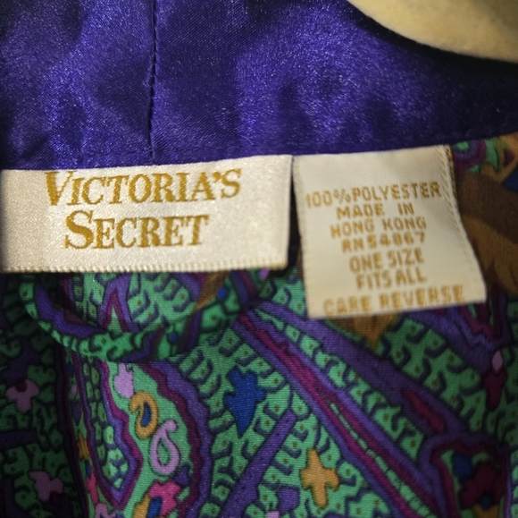 Victoria's Secret Vintage Gold Label Floral Rich Green/Purple/Burgundy Robe, O/S - Picture 5 of 7